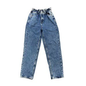Pacsun Mom Jeans Womens Small Blue Hi Rise Elastic Waist Denim Dark Wash
